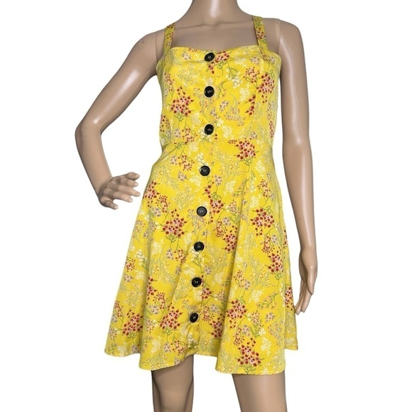 Lulu's yellow floral mini dress medium - Picture 1 of 8
